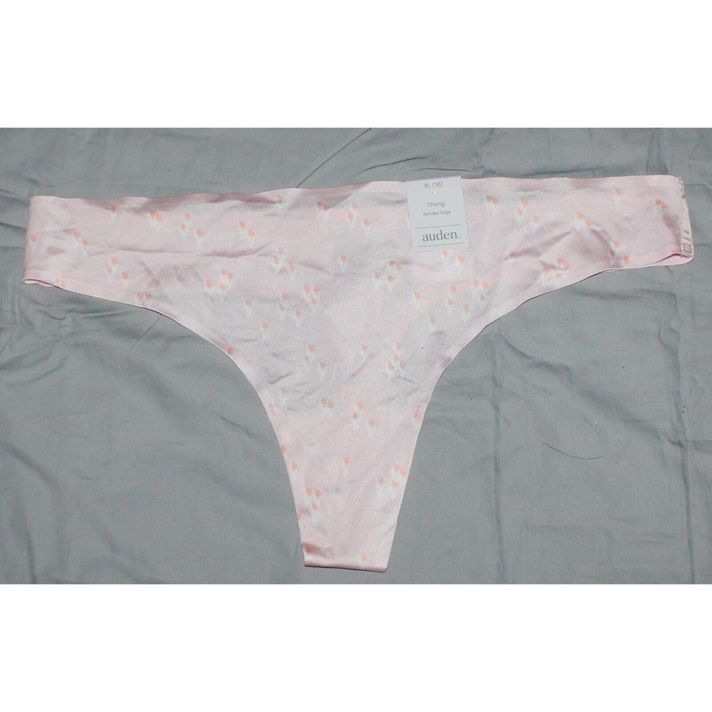 Auden Women's Bonded Edge Micro Thong Size XL (16) Pink Floral
